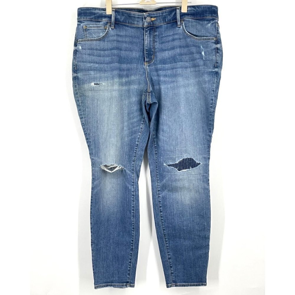 NWT‎ LOFT Modern Skinny Distressed Jeans Blue 34